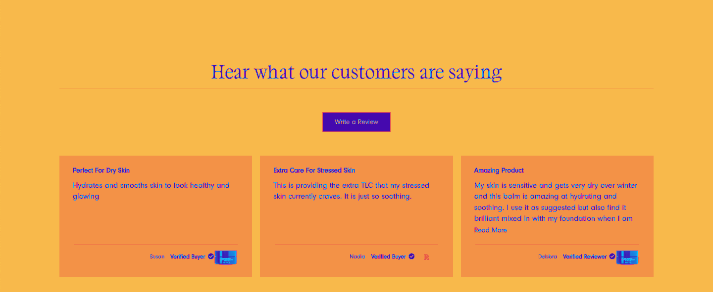 Review Section Customization for a Beauty Brand